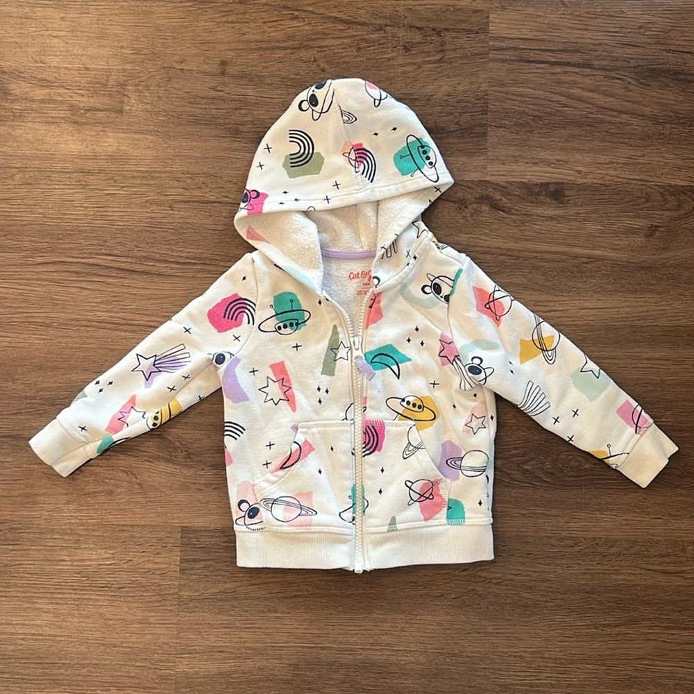 Cat & Jack space themed  zip up hoodie